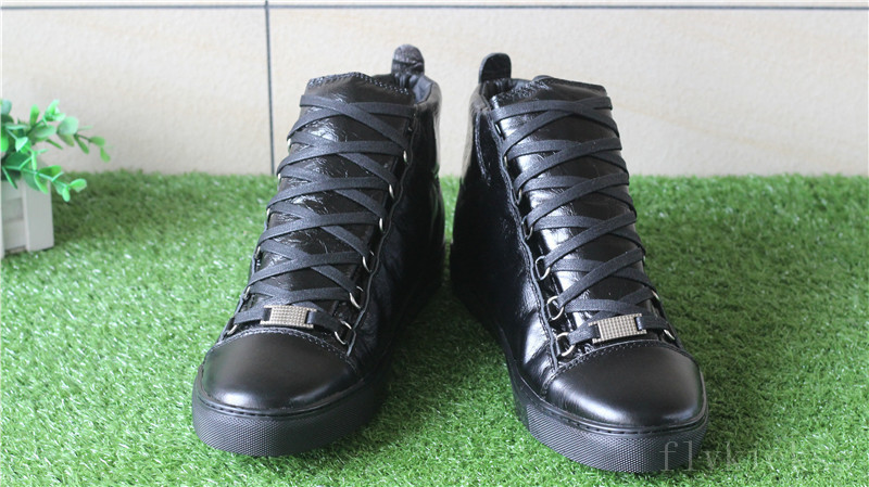 Super Perfect Balenciaga Arena Leather Black High Sneakers